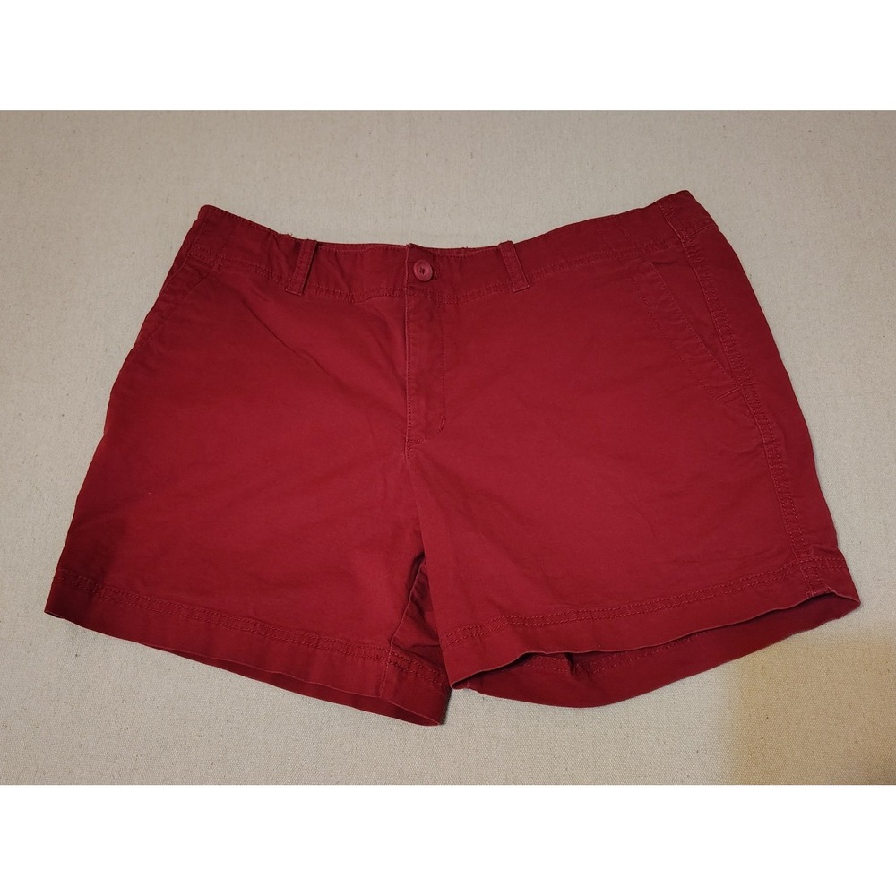 Eddie‎ Bauer Red Cotton Heritage Wash Shorts Womens Size 12 Cargo Pockets NN